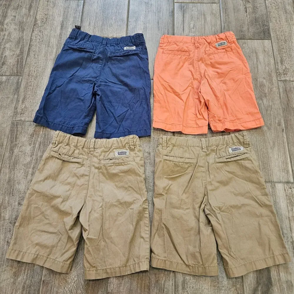 OshKosh B’gosh Uniform Shorts Lot‎ of 4 Boys 8 Adjustable Waist School Basics
